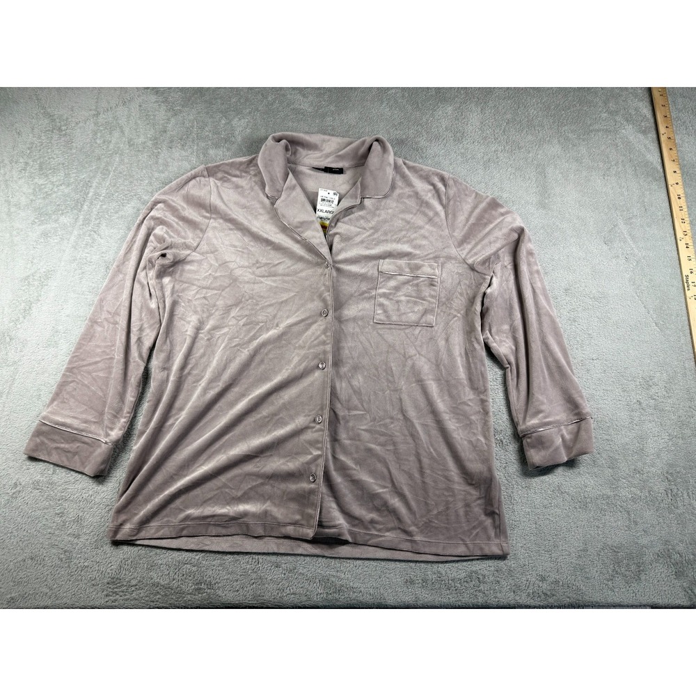 NWT‎ INC International Concepts Women's Velvet Button Up PJ Shirt Mauve Size XXL